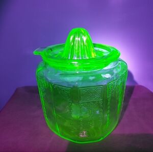 Canister And Juicer Vaseline Glowy Glass Reactive Federal Glass